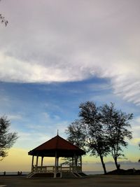 Built structure against sky at sunset