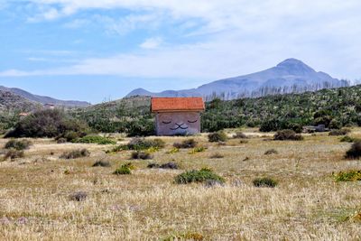 Built structure with a grafitti in monsul beach, cabo de gata nijar, almeria