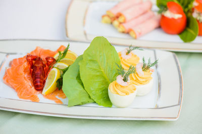 Close-up of food in plate on table