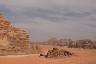 Rock formations in desert against sky