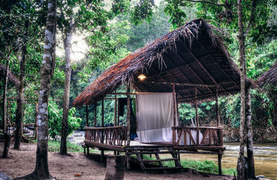 View of hut in forest