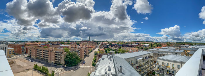 High angle view of townscape against sky