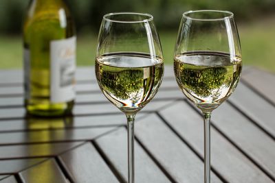 Close-up of wine glass on table