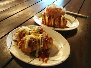 Close-up of served food in plate