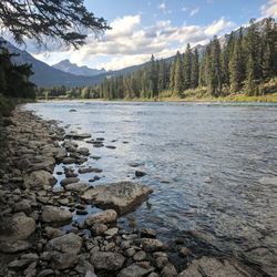 Scenic view of lake against sky