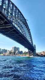 Low angle view of suspension bridge