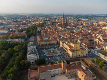 Aerial view of novara in italy with its famous san gaudenzio dome