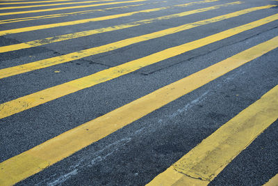 High angle view of zebra crossing on road