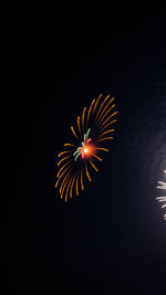 Low angle view of firework display in sky at night