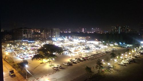 Illuminated cityscape at night