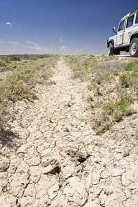 View of road against blue sky