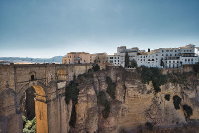 Landscape of andalusia with its white villages with whitewashed houses built on the cliff.