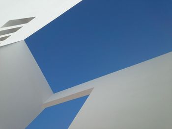 Low angle view of building against clear blue sky