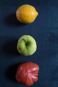 High angle view of fruit over white background