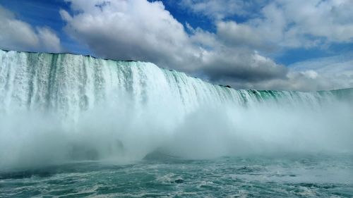 Panoramic view of waterfall against sky