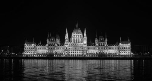 View of illuminated buildings at night