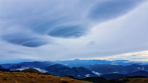Scenic view of mountains against sky