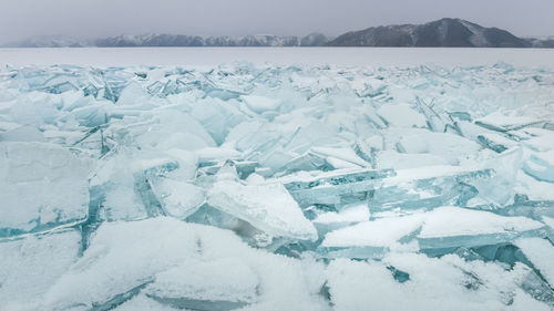 Aerial view of frozen landscape