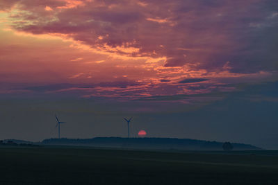 Scenic view of field against sky during sunset