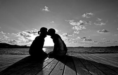 Scenic view of sea at sunset