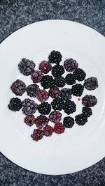 High angle view of fruits in plate