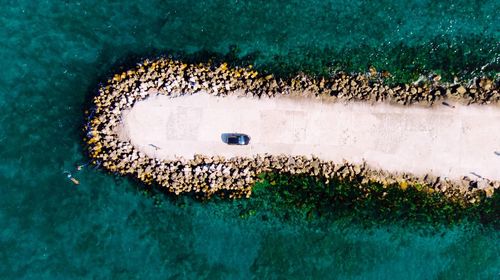 Aerial view of car on pier