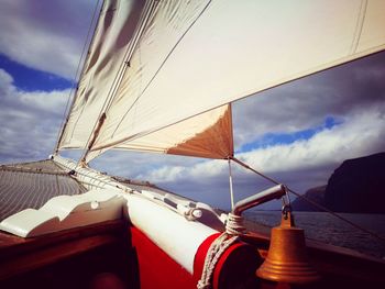 Low angle view of sailboat against sky