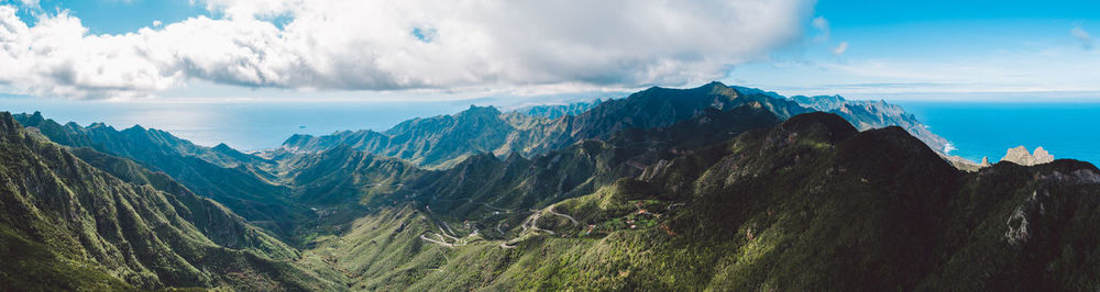 Panoramic view of landscape against cloudy sky