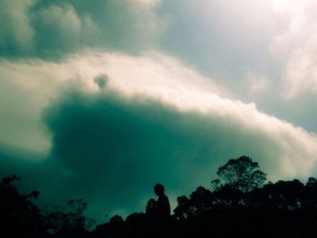 Low angle view of silhouette trees against sky