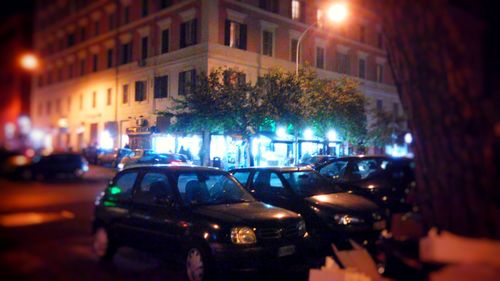 Close-up of illuminated lights at night