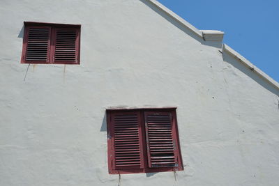 Low angle view of window on wall of building