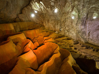 Full frame shot of illuminated cave