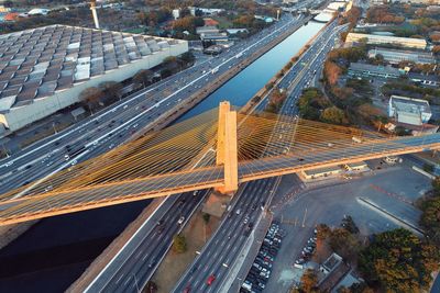 High angle view of bridge in city