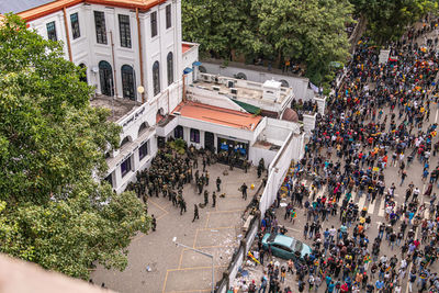 High angle view of buildings in city