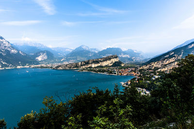 View of lake garda from the busatte tempesta trail in torbole garda trento italy