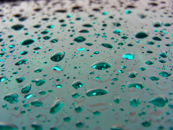 Full frame shot of wet blue metal