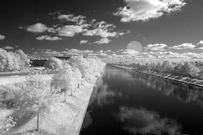 Bridge over river against sky