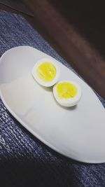 High angle view of breakfast served on table