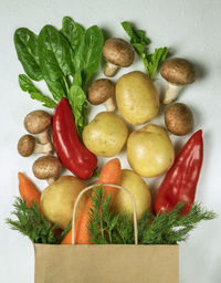 High angle view of fruits in plate