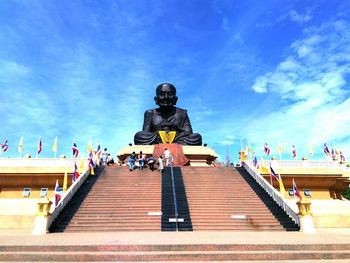 Low angle view of statue on steps