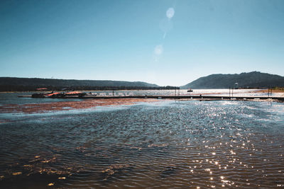 Scenic view of sea against clear sky