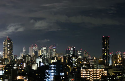 City lit up at night