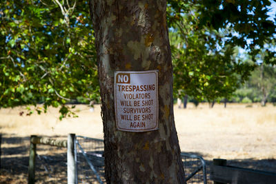 Close-up of information sign