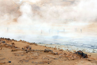 Smoke emitting from geyser