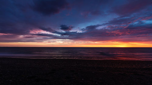 Scenic view of dramatic sky during sunset