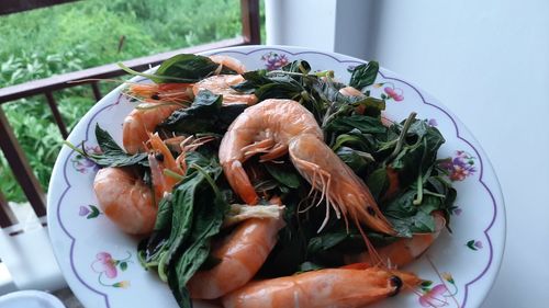 Close-up of food served in plate