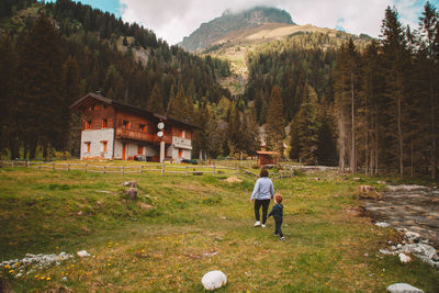 Cottage in the valley. gaver, lombardy in italy. europe. copy space, soft focus. tourism concept.