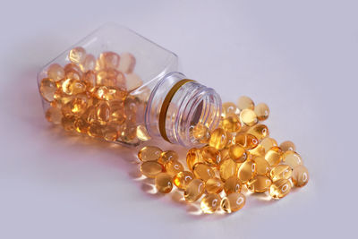 Close-up of glass bottle on table