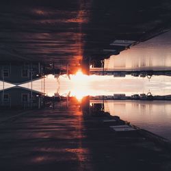 Scenic view of sunset over river