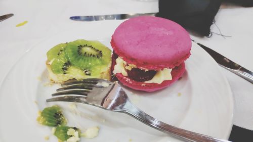 High angle view of dessert in plate